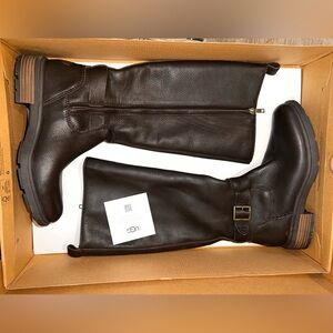 New Ugg Harrison Tall Boot brown leather size 8.5